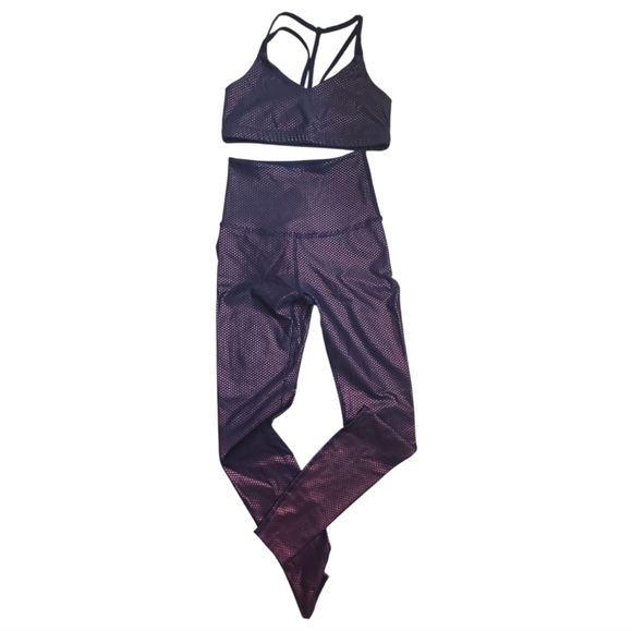 Beyond Yoga Spot On Dotted Leggings And Bra Set XS/Sm Athletic Yoga Blue Purple - Picture 2 of 7